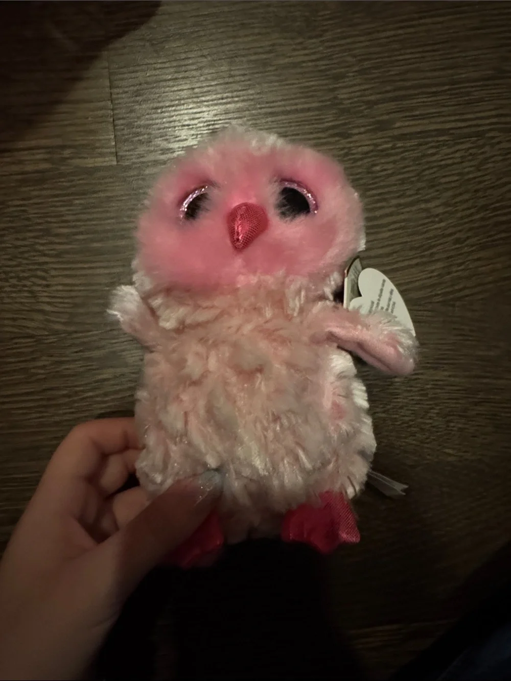 Ty Pink Plush Owl Small Pet Toy